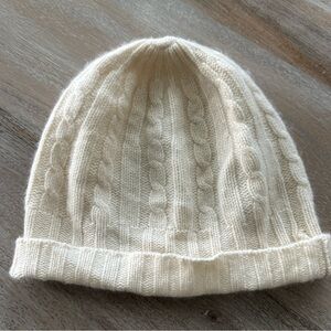 Jcrew cream cashmere cable knit hat